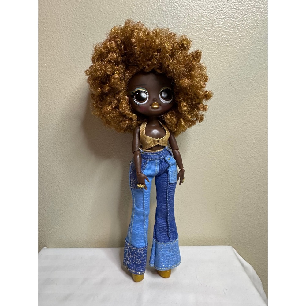 MGA LOL Surprise OMG Royal Bee Fashion Doll Gold Afro Denim Flares Series 1 10in